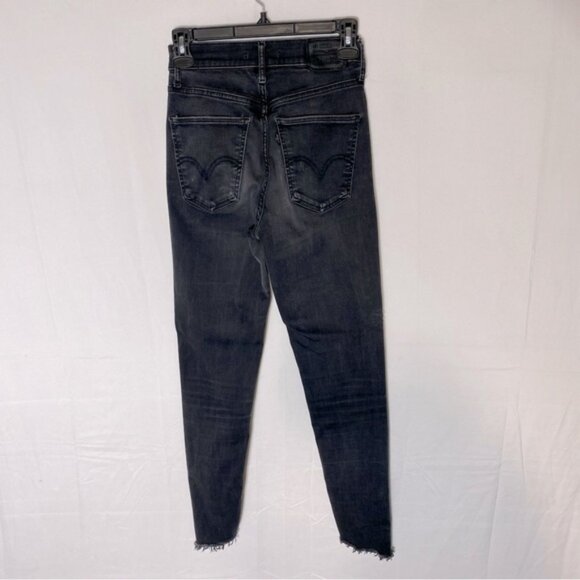 Levi’s Washed Black Black Tab Mile High Super Skinny Distressed Raw Hem Jeans 27 - Picture 14 of 15